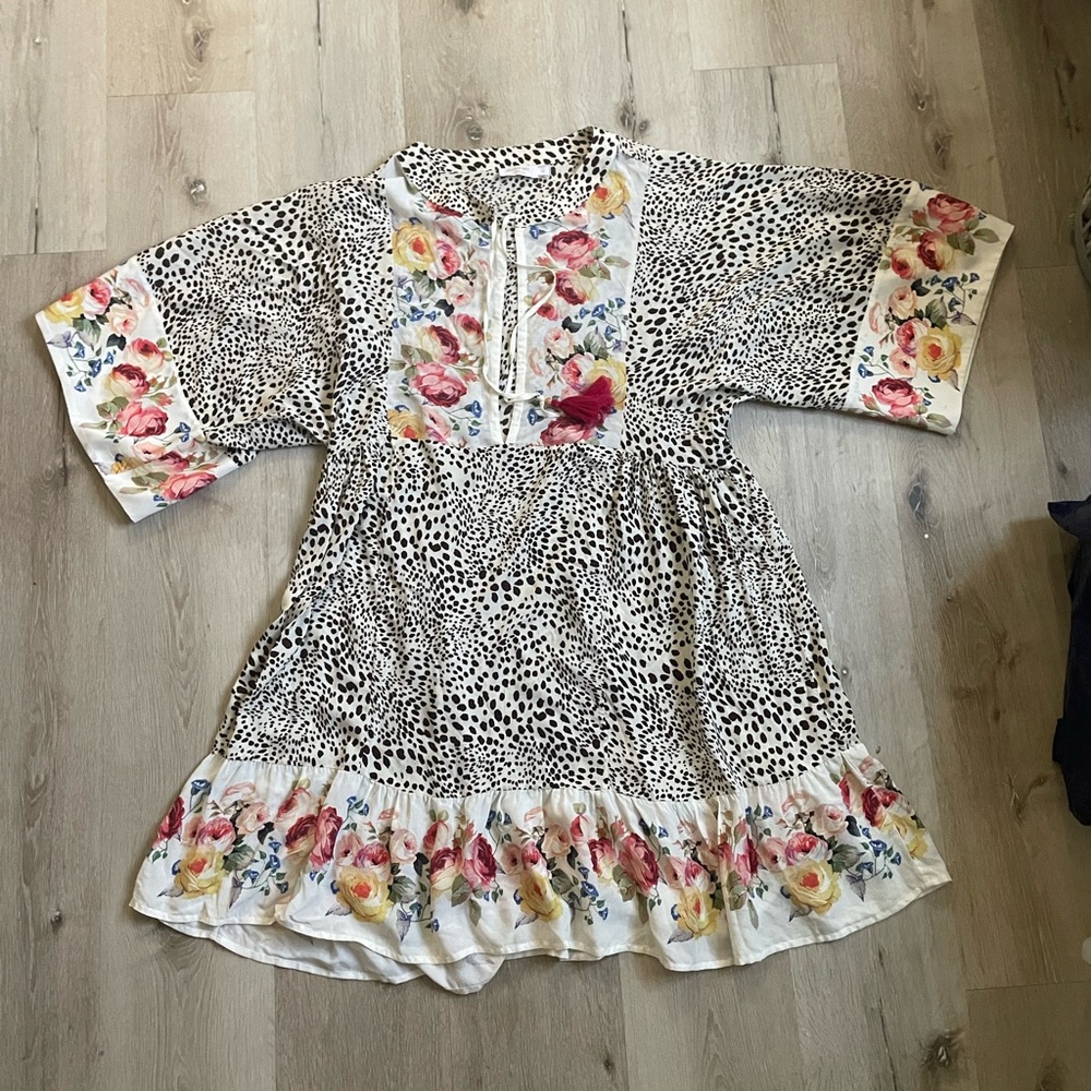 Johnny Was Floral and Animal Print tunic / dress Medium